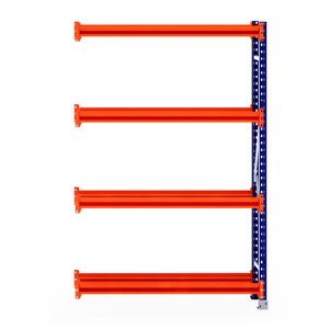 RackZone Tyre Racking 400mm Extender with four orange beams and blue uprights.