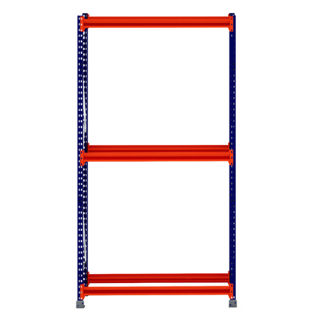 RackZone Tyre Racking 400mm Depth – Starter with orange beams and blue frame.