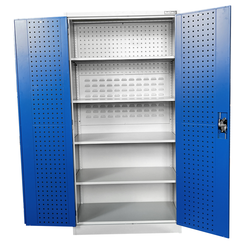 Wall-Zone & Louvred Two Door Storage Cabinet Grey/Blue 1830H x 914W x 457D