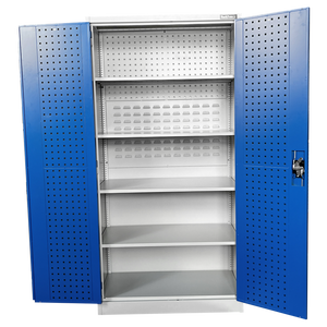 Wall-Zone & Louvred Two Door Storage Cabinet Grey/Blue 1830H x 914W x 457D