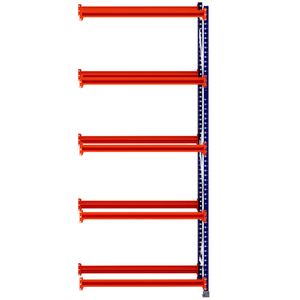 RackZone Tyre Racking Extender, 400mm deep, orange shelves with blue posts.