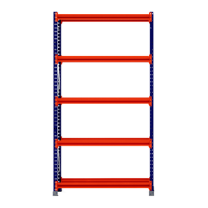 RackZone Tyre Racking 400mm Starter with 5 orange shelves and blue supports.