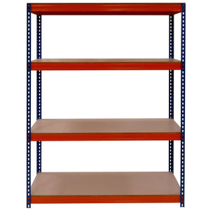 RackZone Shelving 2000h x 1800w x 600d, Orange/Blue, 4 Levels, 600kg per level.