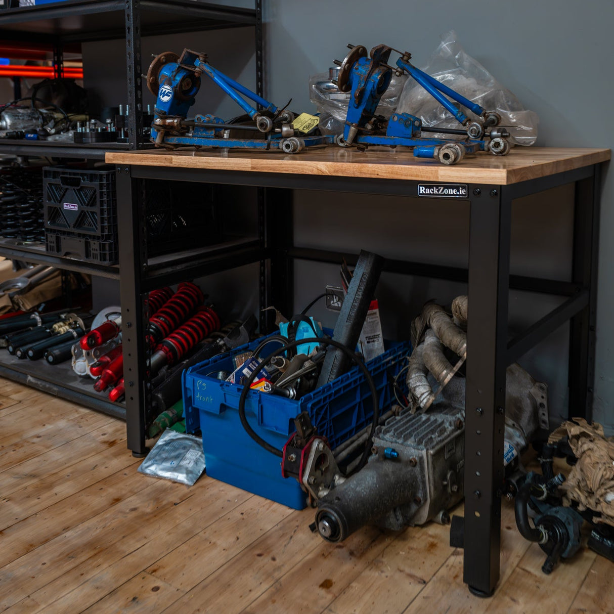 Modular Workstation: Adjustable Heavy Duty Workbench 1200W x 600D x 880-970H With RubberWood Top
