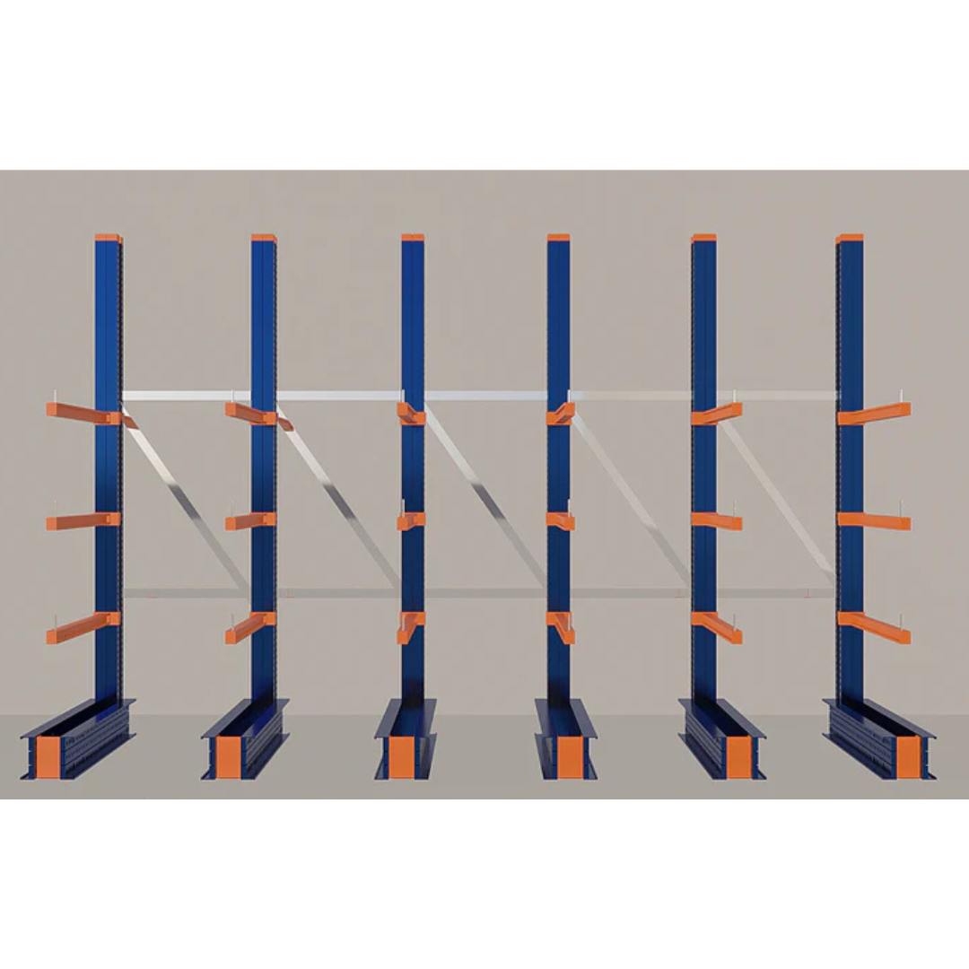 Cantilever Rack 4500H x 5000W x 1200D c/w Base + 3 Levels