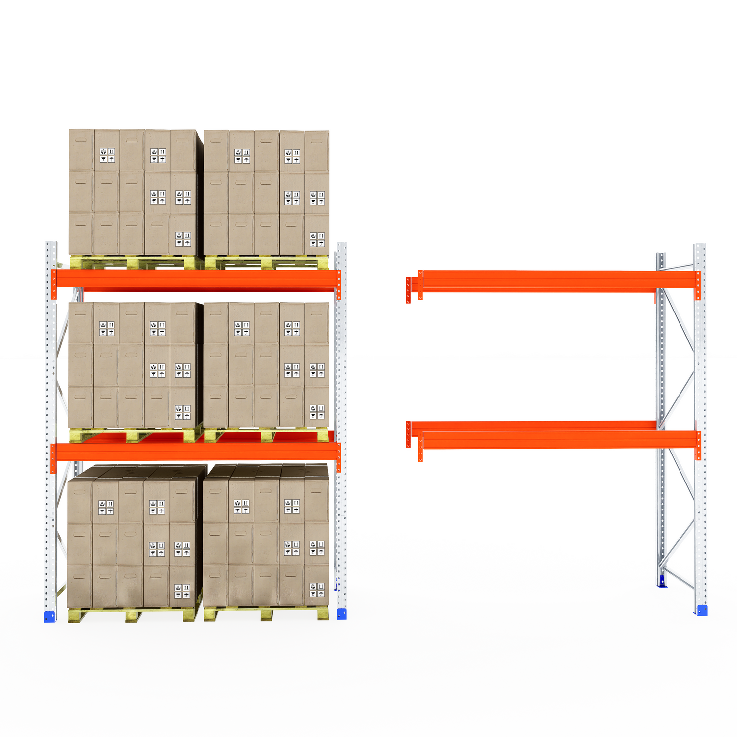 RackZone Pallet Racking 1100mm Extender: one full, one empty on white background.