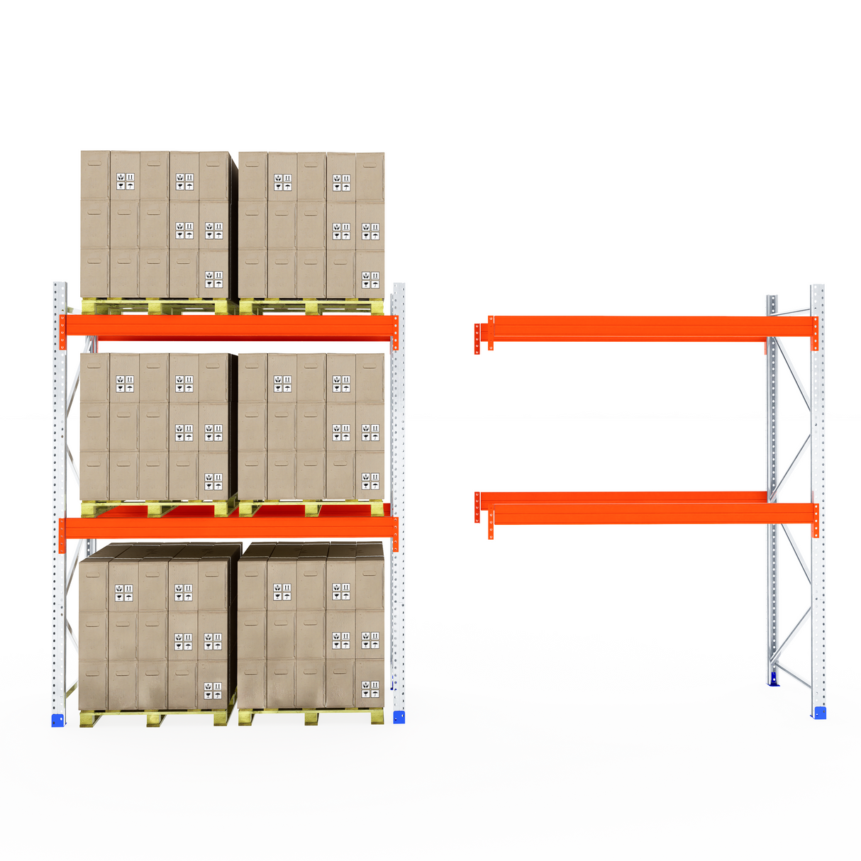 RackZone Pallet Racking 1100mm Extender: one full, one empty on white background.