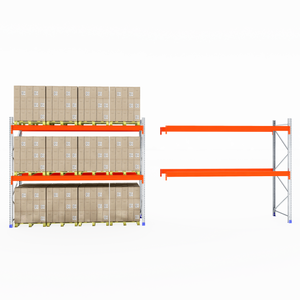 RackZone Pallet Racking 1100mm Depth - Extender on right, shelves with boxes.