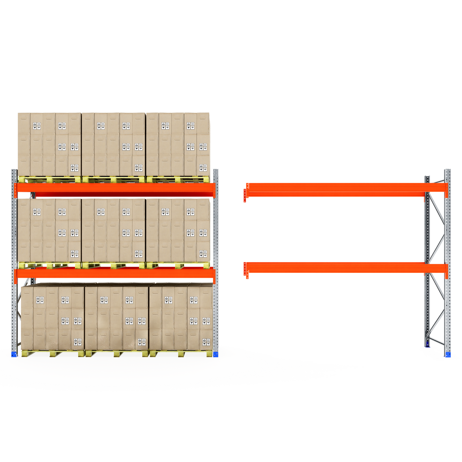 One shelf empty, one with RackZone Pallet Racking 1100mm Depth - Starter.
