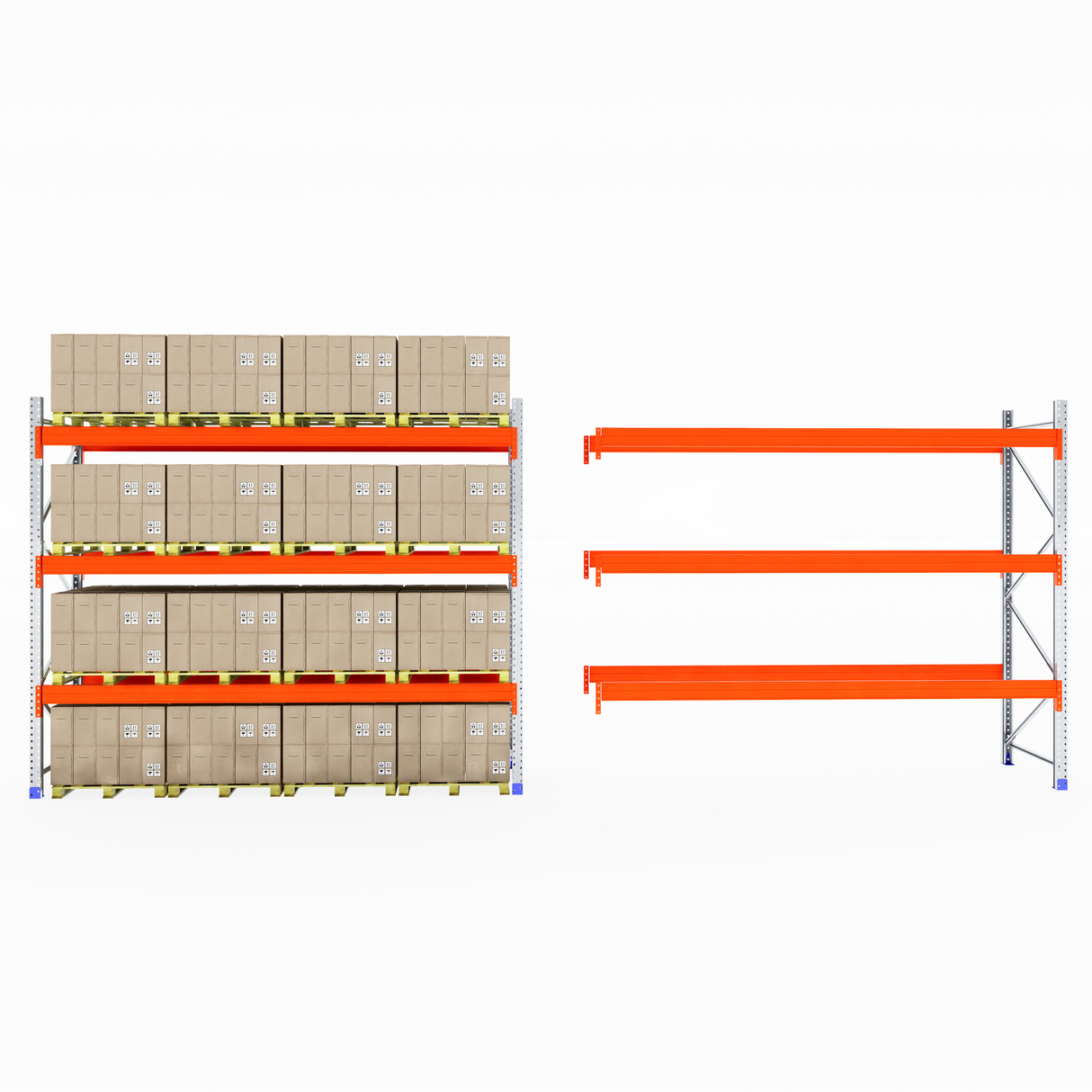 RackZone Pallet Racking 1100mm: one shelf stocked, another shelf empty.