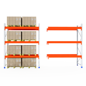 RackZone Pallet Racking 1100mm Starter: shelf with boxes, shelf empty.