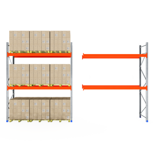 RackZone Pallet Racking 1100mm Depth Extender on right, boxes on shelves left.
