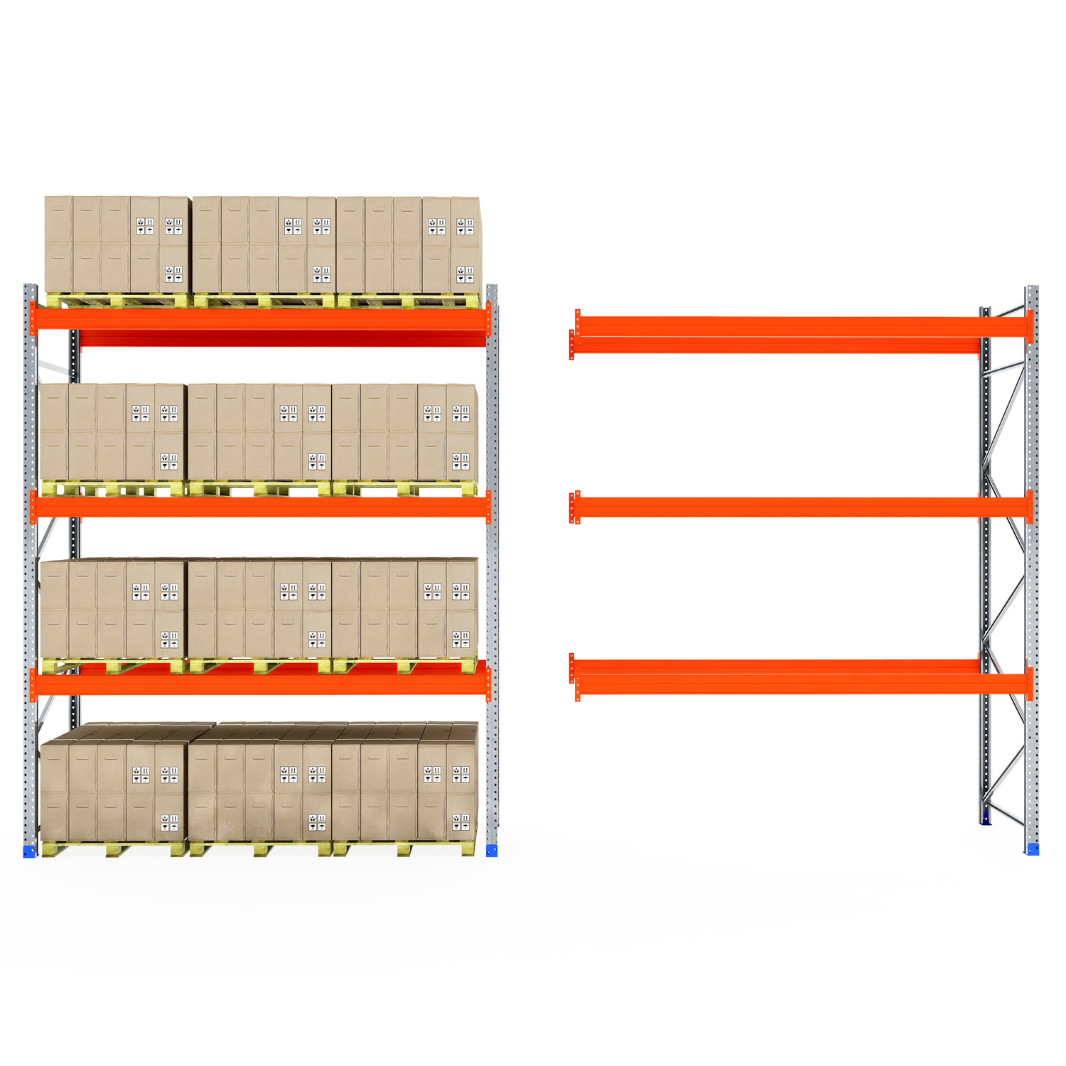 RackZone Pallet Racking 1100mm Depth - Starter: stocked or empty shelves.