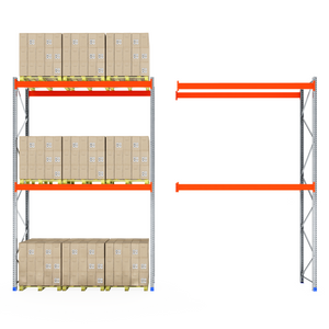 RackZone Pallet Racking 1100mm Depth Starter right, storage shelving left.
