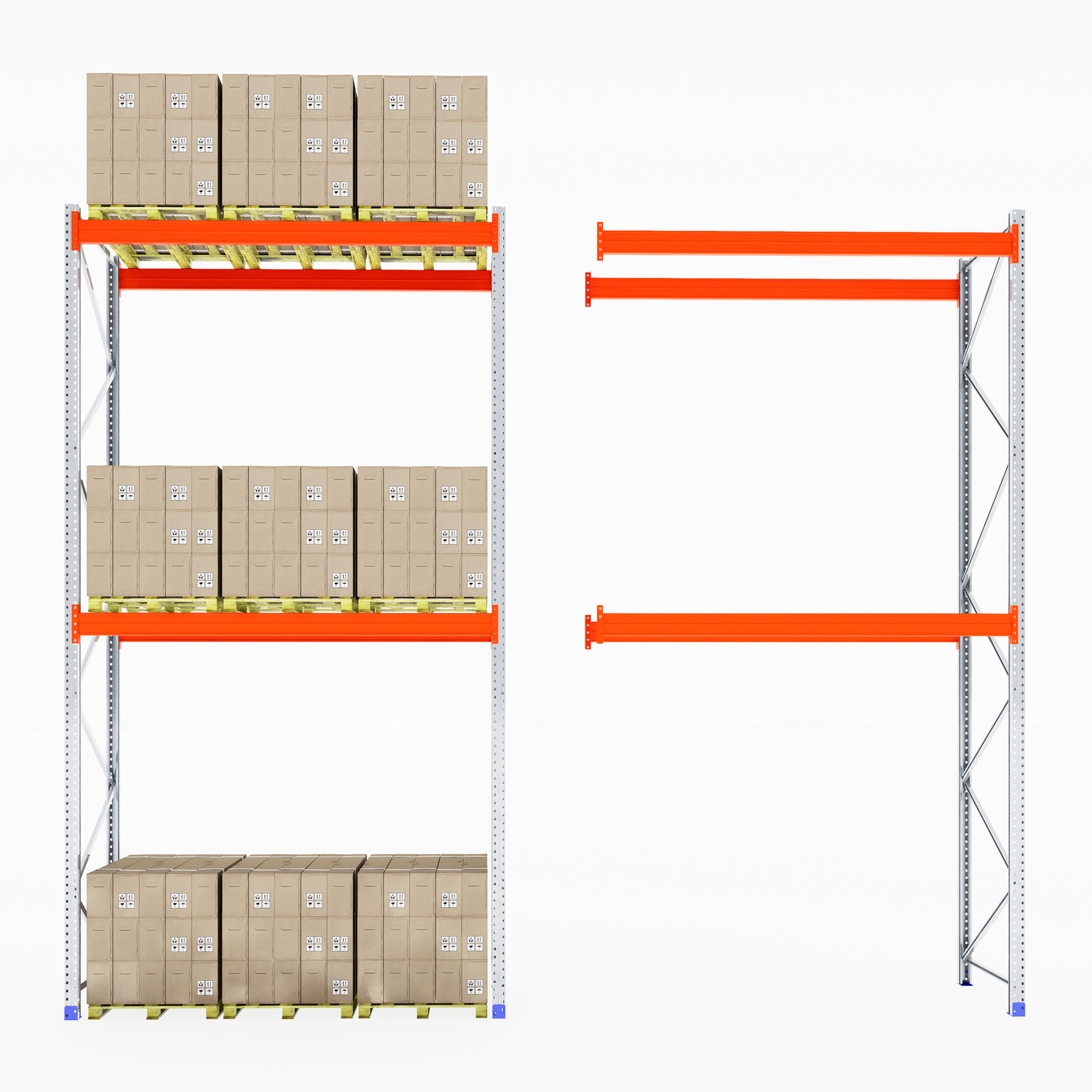 RackZone Pallet Racking 1100mm Depth - Starter with shelving and boxes.