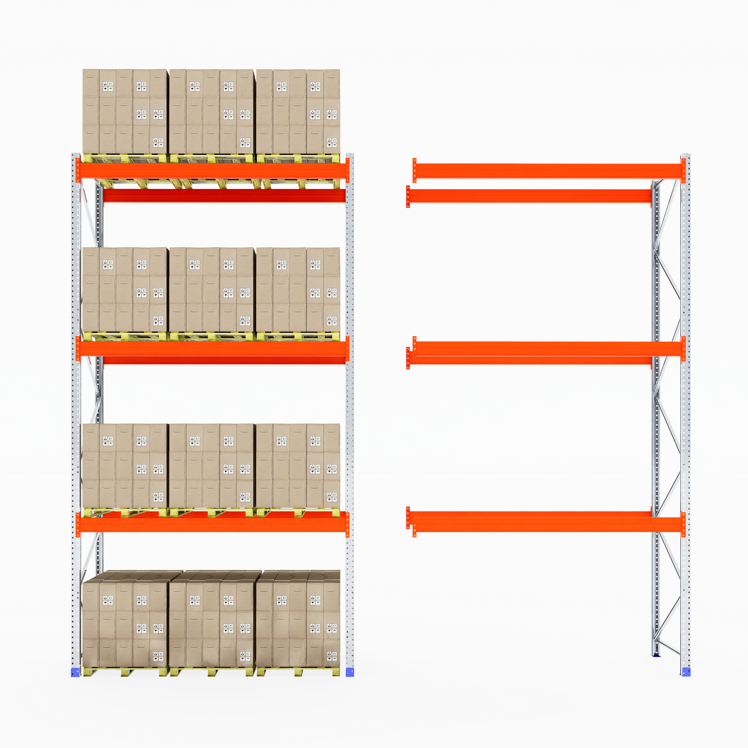 RackZone Pallet Racking 1100mm Depth - Starter with shelves and boxes.