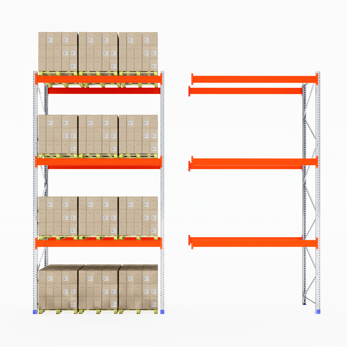 RackZone Pallet Racking 1100mm Depth - Starter with shelves and boxes.