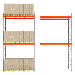 RackZone Pallet Racking 1100mm Starter: one loaded, one empty and part-built.