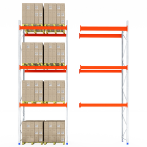 RackZone Pallet Racking 1100mm: one fully stocked, one empty.