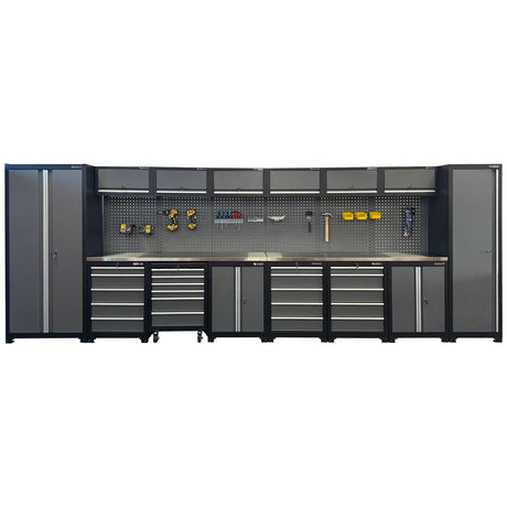 RackZone Modular Workstation System 10: garage storage with ball bearing slides.