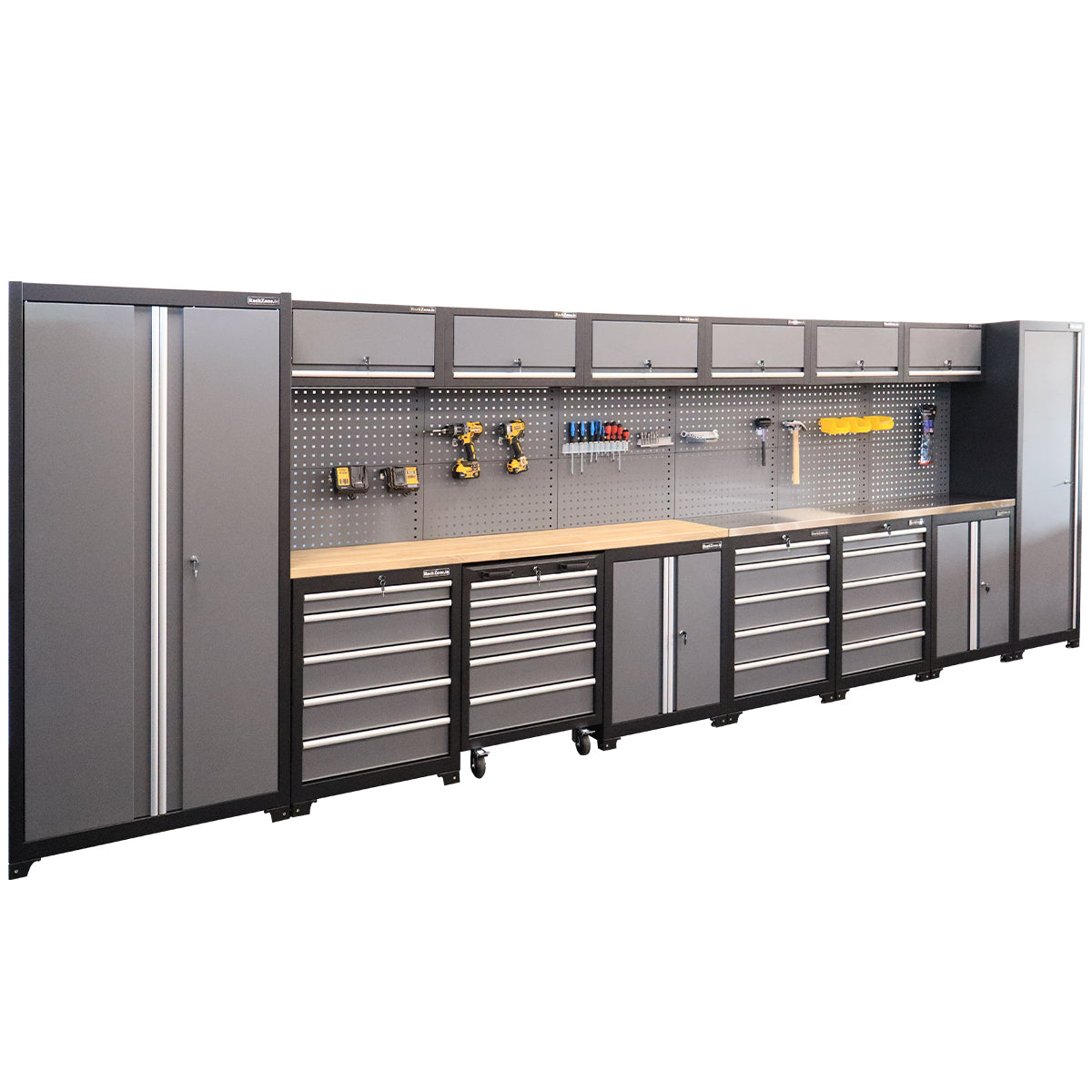 RackZone Modular Workstation System 10: Ball bearing slides, pegboard included.