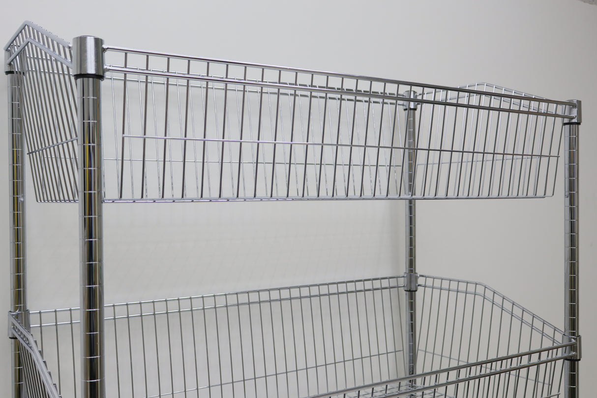 Wire Chrome Basket Shelf 1690H x 910W x 460D 4 Level
