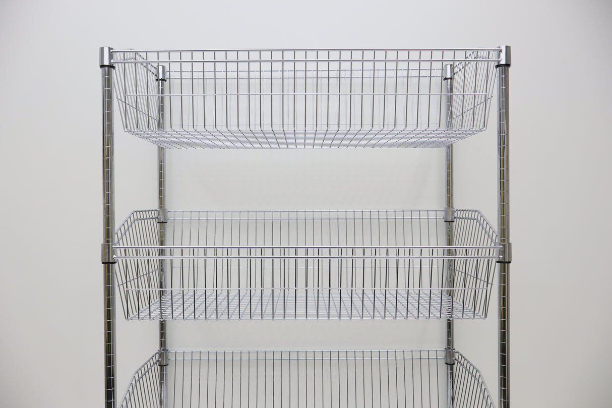 Wire Chrome Basket Shelf 1690H x 910W x 460D 4 Level