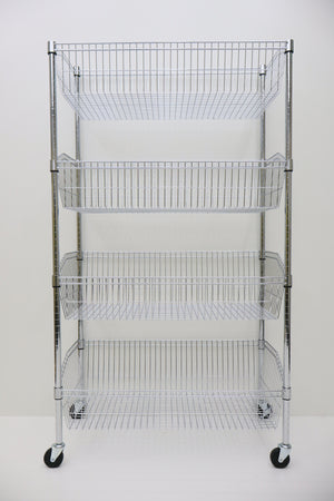 Wire Chrome Basket Shelf 1690H x 910W x 460D 4 Level
