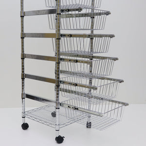 7 Tier Chrome Plated Basket Trolley 1530H x 460W x 460D