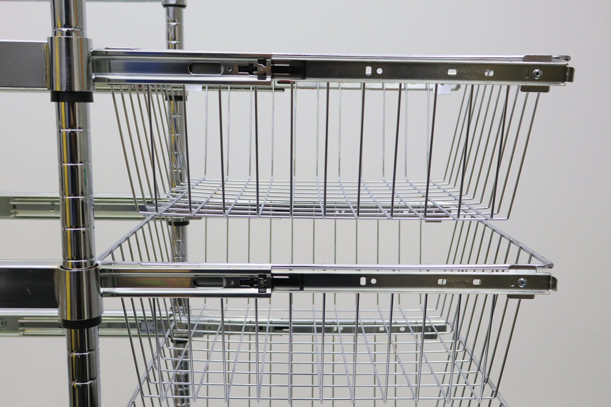 7 Tier Chrome Plated Basket Trolley 1530H x 460W x 460D