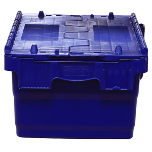 RackZone Attached Lid Container 24L, blue, secure lid, heavy-duty plastic.