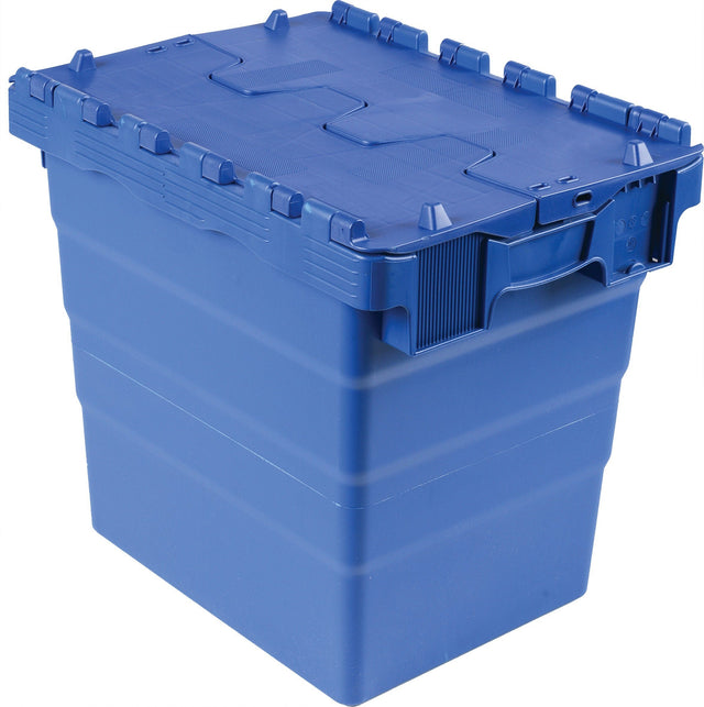 RackZone Blue 33L containers, 135-pack Pallet Deal with attached lids.