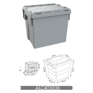 RackZone blue 33L attached lid container, pallet of 135, code ALC403036.