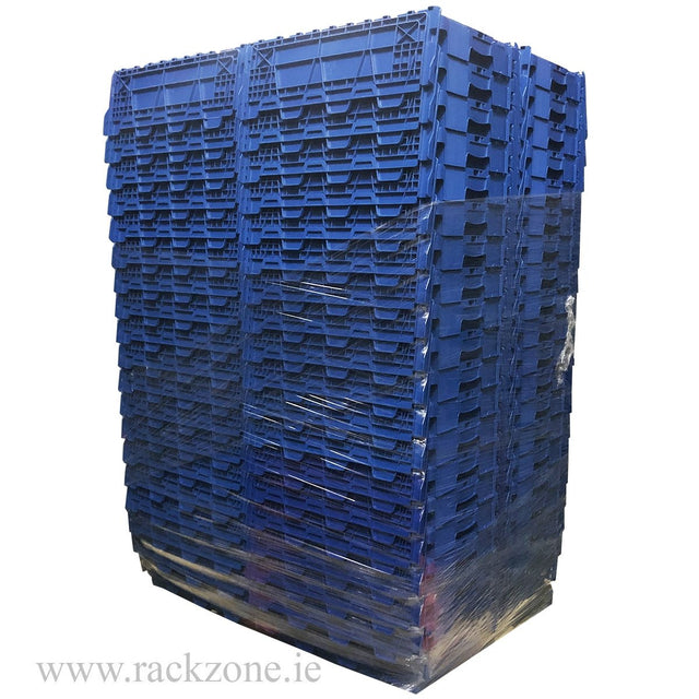 RackZone Pallet Deal: 78 Blue 44L Attached Lid Containers, 600x400x250mm.