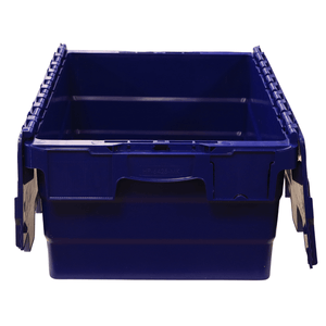 RackZone 44L Attached Lid Container, 600x400x250mm, Blue—front view.