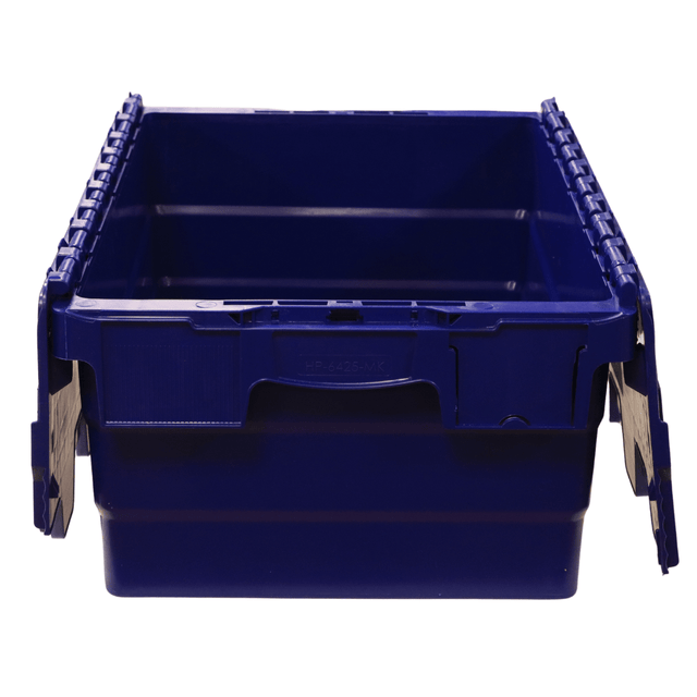 RackZone 44L Attached Lid Container, 600x400x250mm, Blue—front view.