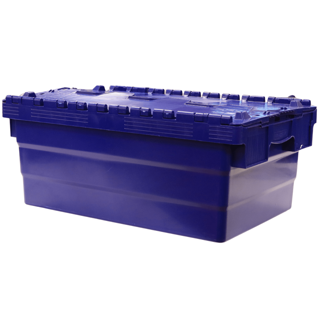 RackZone 44L blue attached lid container for commercial storage & organization.