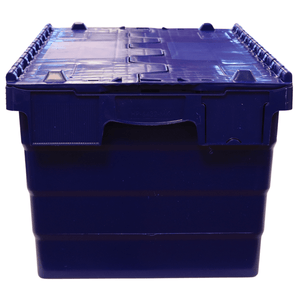 RackZone Attached Lid Container 58L, blue, shown from the front.