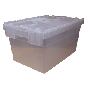RackZone Attached Lid Container 58L, transparent, for secure, ergonomic storage.