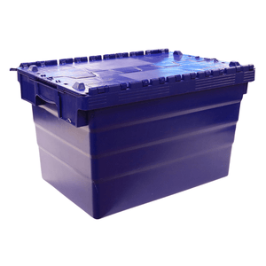 RackZone 66L blue attached lid container, stackable, 600x400x365mm.