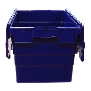 RackZone Attached Lid Container 66L Blue, 600x400x365mm, shown on white.
