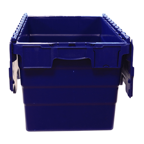 RackZone Attached Lid Container 66L Blue, 600x400x365mm, shown on white.