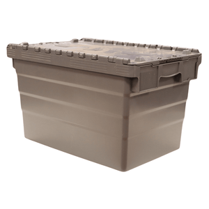 RackZone 66L grey attached lid container with side handles and interlocking lid.