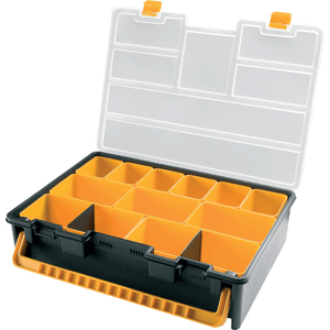 RackZone Small Parts Box, 13 compartments, 443x317x107mm organiser.