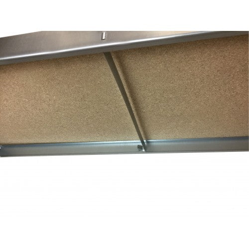 Close-up of a cork board with RackZone Value Shelving 1960h x 1000w nearby.