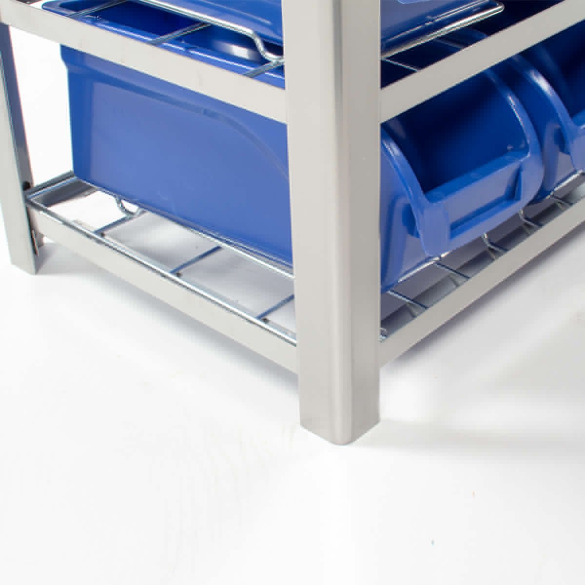 RackZone Bin Rack with 22 Blue Bins, Static, 1130h x 1015w x 390d.