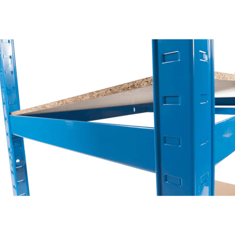 Close-up of RackZone Business Starter Kit with sturdy wooden shelf inserted.