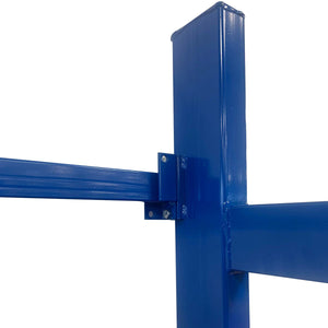 Close-up of RackZone blue Cantilever Racking 2000Hx2700Lx630D, 6 levels.