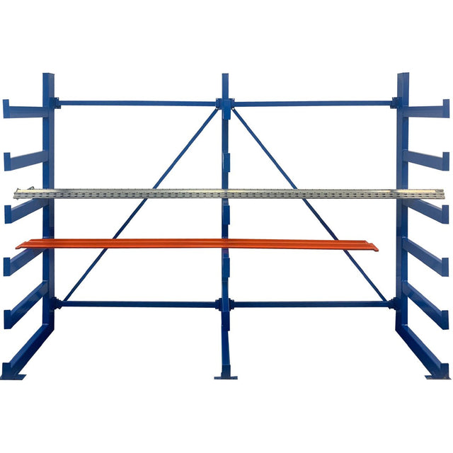 RackZone Cantilever Racking 2000H x 2700L x 630D, 6 levels, all blue.