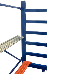 RackZone Cantilever Racking 2000H x 2700L, blue, with 6 levels for long goods.
